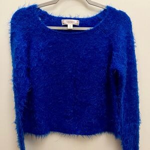 Y2K Royal Blue Fuzzy Crewneck Sweater